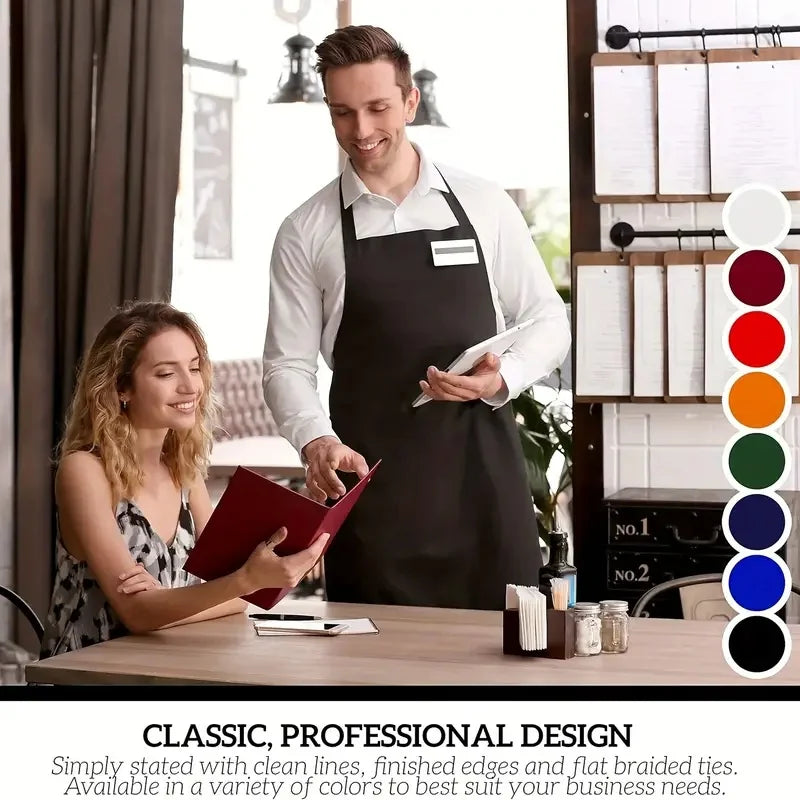 5Pcs Black Aprons - with Large Pockets, Durable Polyester Fabric, Waterproof and Stain Resistant, Unisex Bbq Aprons, Suitable for Home, Work, Restaurant Waiters, Cooking Aprons, Hairdressers - Easy to Clean Peaceful Pleasures Health and Wellness