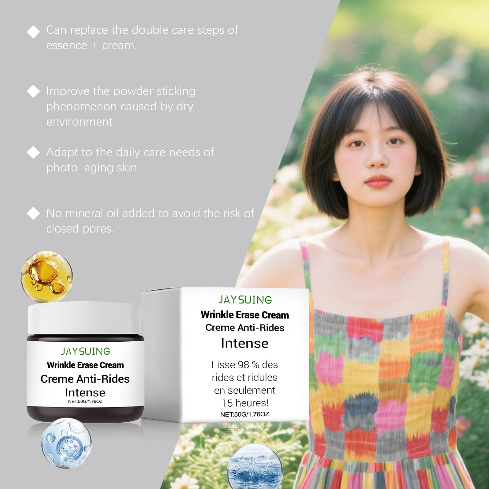 Hyaluronic Acid Face Cream Improve Fine Lines Anti-Ageing Firming Lifting Skin Remove Dullness Moisturizing Care Facial Cream Peaceful Pleasures Health and Wellness