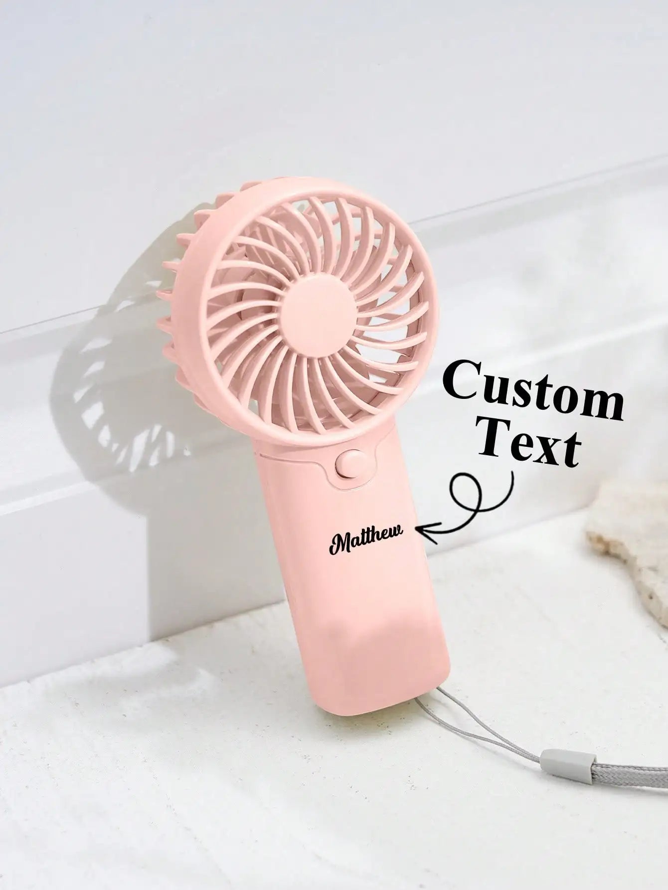 1pc Custom Mini Fan Summer Portable Fan Personalized Handheld Fan with Lanyard Gift for Mom Dad Him Her Birthday Valentine Peaceful Pleasures Health and Wellness pink One size