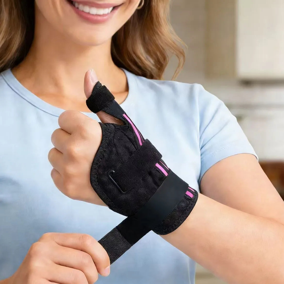 1pc Adjustable Comfortable Breathable Wrist Splint Support Brace with Adhesive Strips, Secure Fastening, Suitable for Sports Peaceful Pleasures Health and Wellness