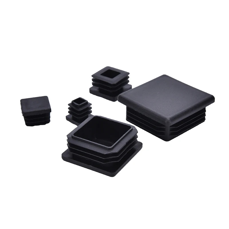 10Pcs Black Square Plastic End Caps – Tube & Pipe Box Section