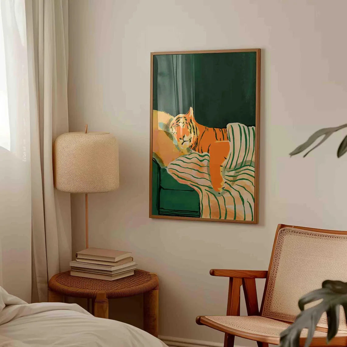 Emerald Green Tiger Canvas Wall Art | Modern Animal Print