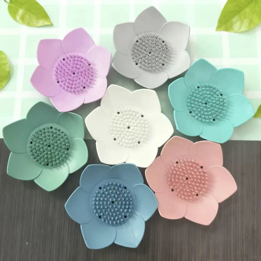Lotus Silicone Soap Dish with Drainage | Eco-Friendly Holder Soap Dish Holder Oasis Select