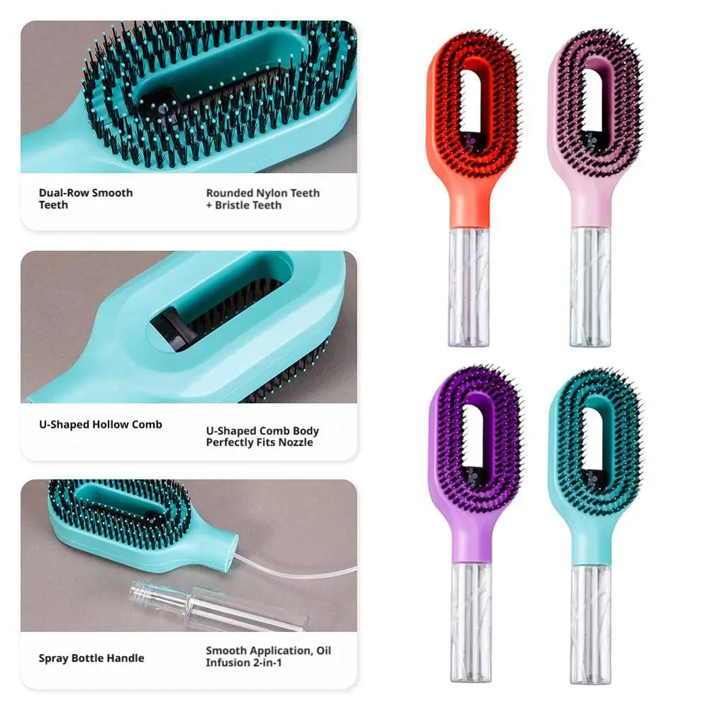 2-in-1 Spray Bottle Detangling Hairbrush | Anti-Static Comb