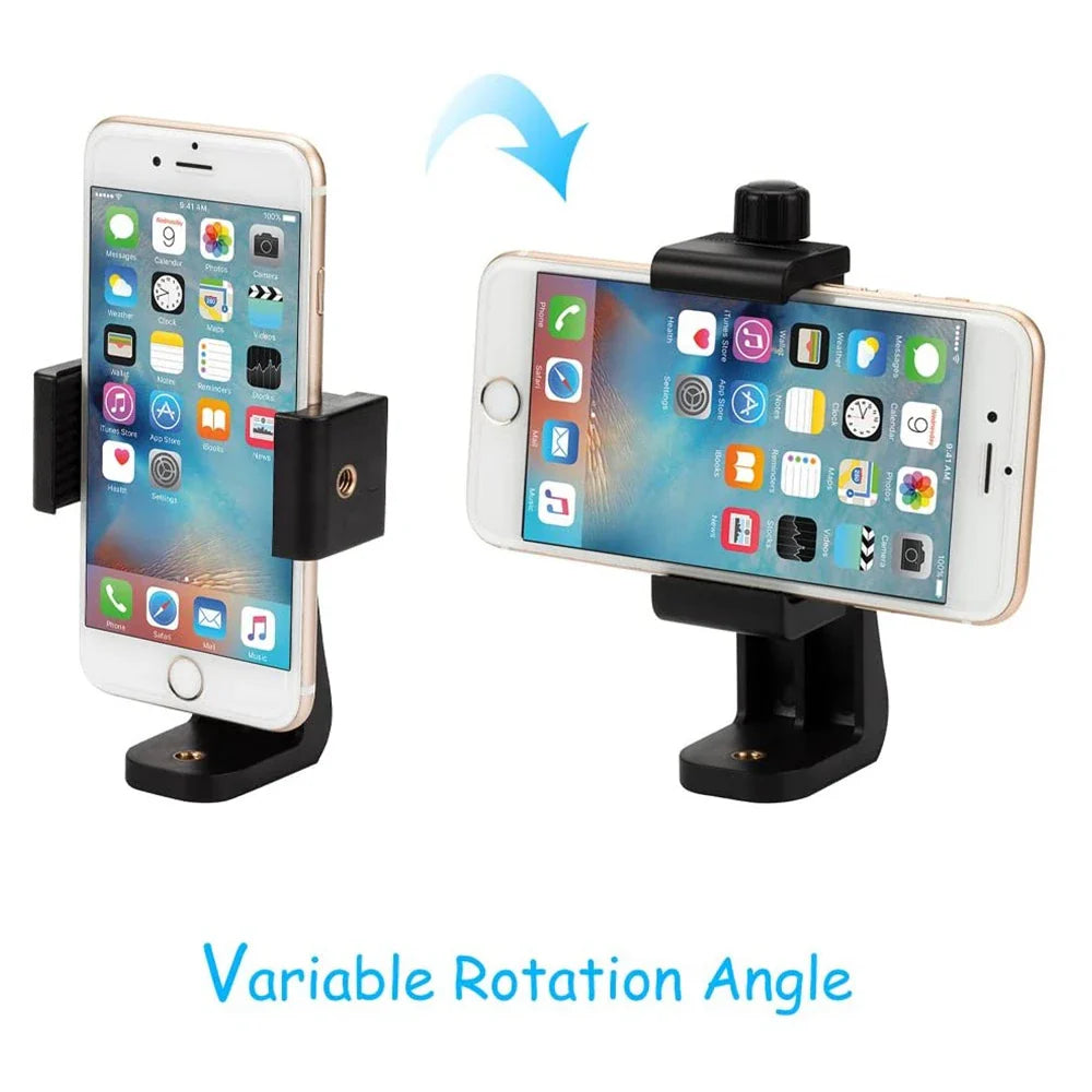 360° Phone Clip Tripod Mount Adapter – Universal 1/4 Screw
