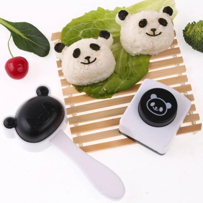 2Pcs/Set Panda Sushi Maker Mould Rice Ball Sushi Mold Nori Cutter Punch DIY Cute Rice Mold for Baby Kid Kitchen Accessories Peaceful Pleasures Health and Wellness