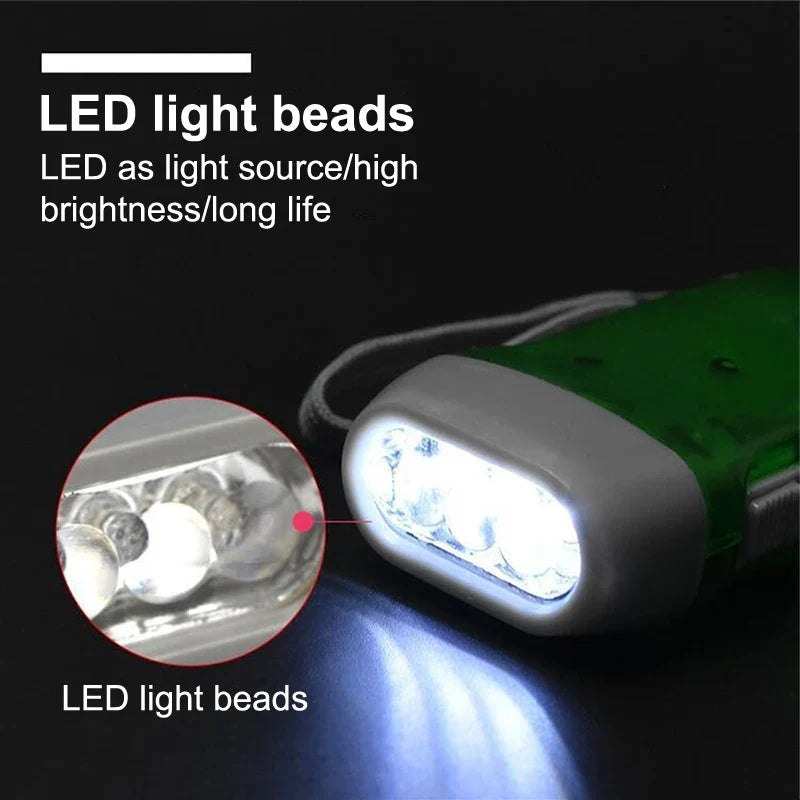 Hand-Crank Dynamo LED Flashlight | Battery-Free Emergency Torch