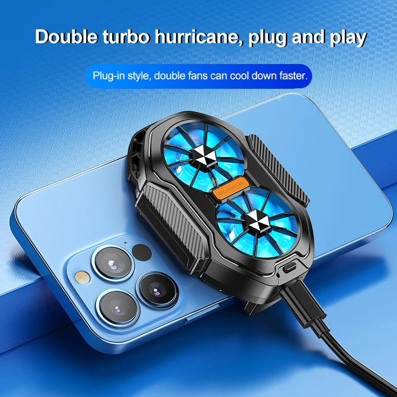 Double Fan Mobile Phone Radiator Phone Cooler For Cell Phone Cooling Cooler Fan Mobile Phone Cooler For Cell Phone Accessories Peaceful Pleasures Health and Wellness Plug-in style