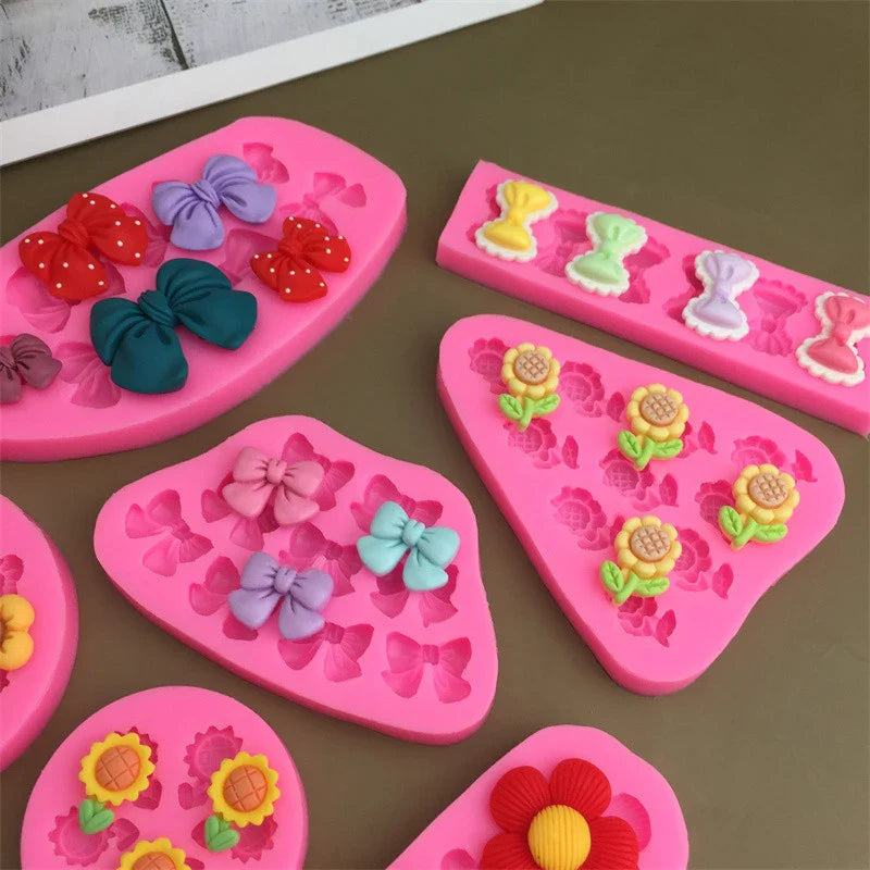 Cartoon Flower Bow Bee Fondant Silicone Mold – Cake Decorating
