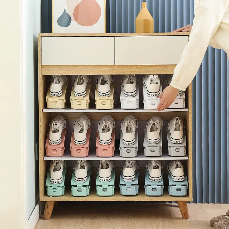New Shoe Stacker Adjustable Shoe Slots Organizer Shoes Slots Space Saver Double Deck Rack Holder For Closet Organization Peaceful Pleasures Health and Wellness