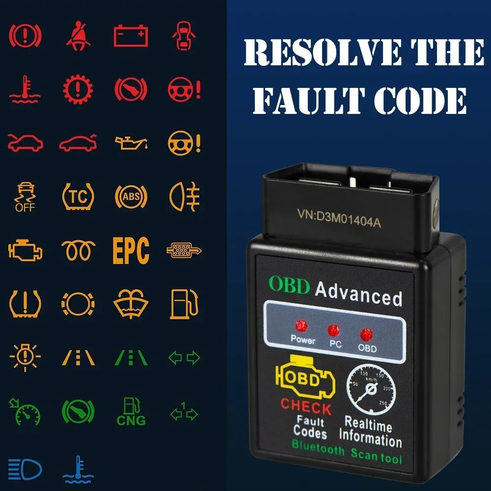 OBD2 Bluetooth ELM327 Auto Engine Diagnostic Scanner OBDII Scan Tool Compliant Vehicles Fault Diagnosis Tester Interface Scanner Peaceful Pleasures Health and Wellness