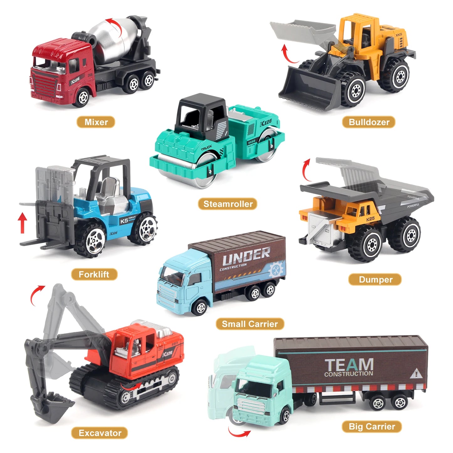 Alloy Engineering Truck Mat&road Sign Classic Construction Model