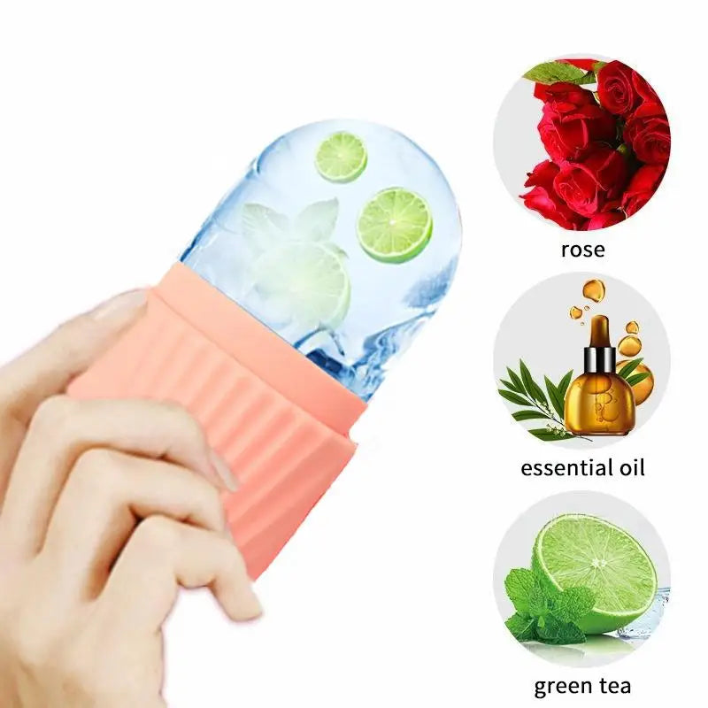 Facial Ice Roller & Silicone Ice Cube Tray – Face Massager
