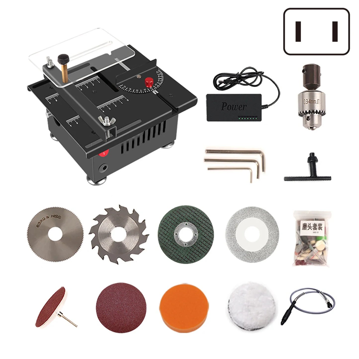 Mini Electric Table Saw 100W | 0–90° Adjustable DIY Cutter