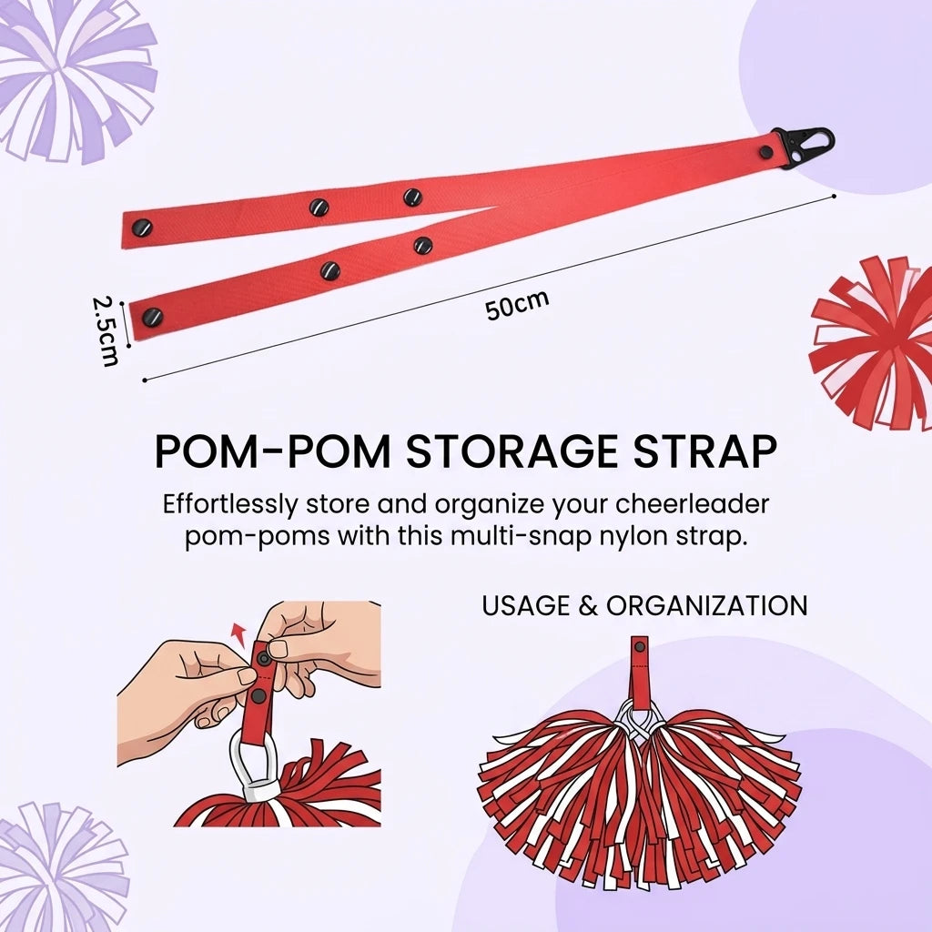 Cheerleading Pom Poms Strap For Backpack Fixing Portable Storage Lightweight Durable Nylon Material Peaceful Pleasures Health and Wellness