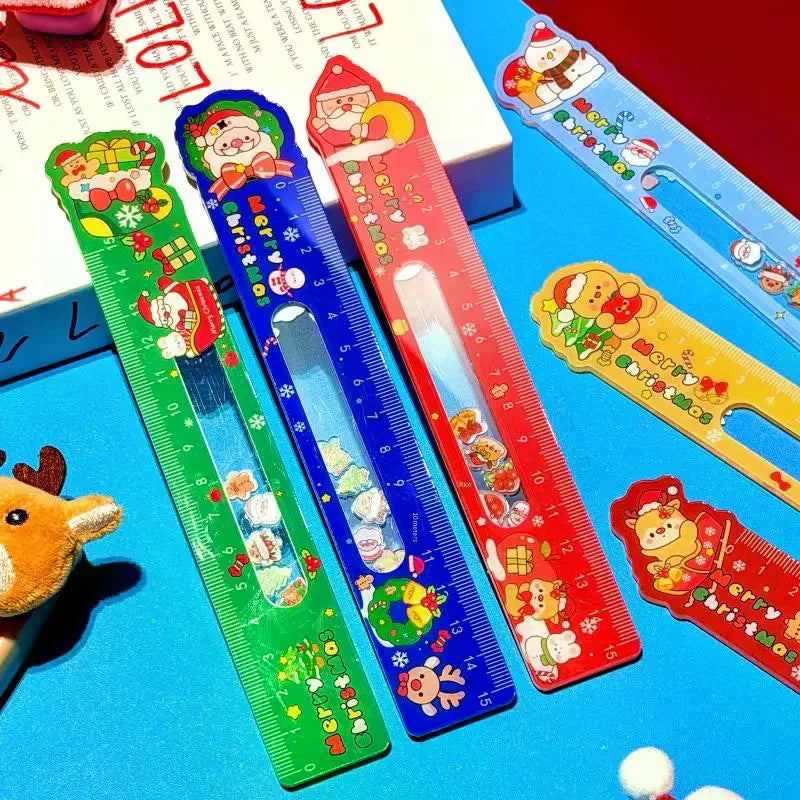 Christmas Cartoon Ruler – Santa & Snowman Holiday Stationery