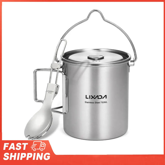 Lixada Outdoor Stainless Steel Water Cup Mug Foldable Handles Lid Peaceful Pleasures Health and Wellness