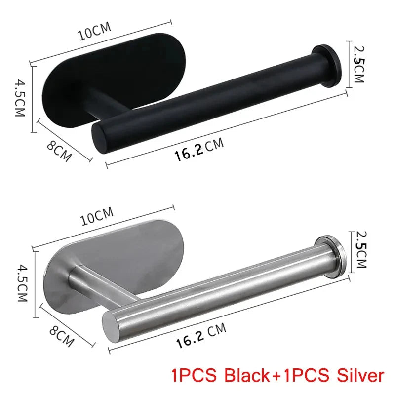 Adhesive Toilet Roll Holder | 304 Stainless Steel, No Drill