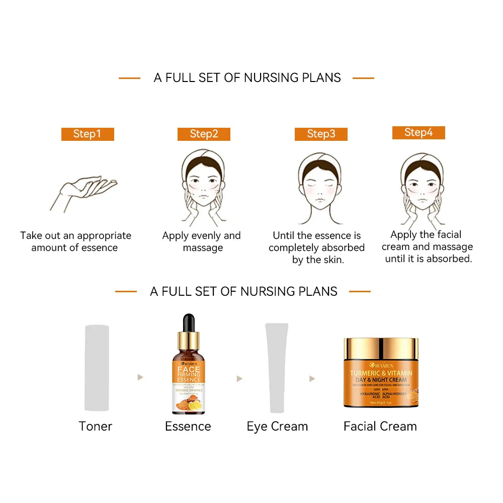 SUYARUN Vitamin C Brightening Cream + Turmeric Firming Serum Duo, Anti-Aging Skincare Set for Youthful Glow & Radiance. Peaceful Pleasures Health and Wellness