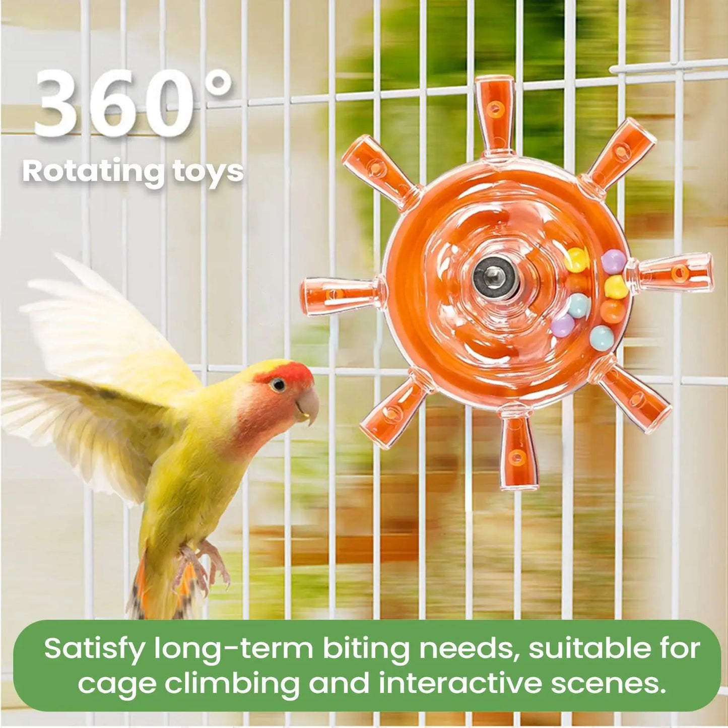 Interactive Rotating Windmill Bird Cage Toy for Parrots