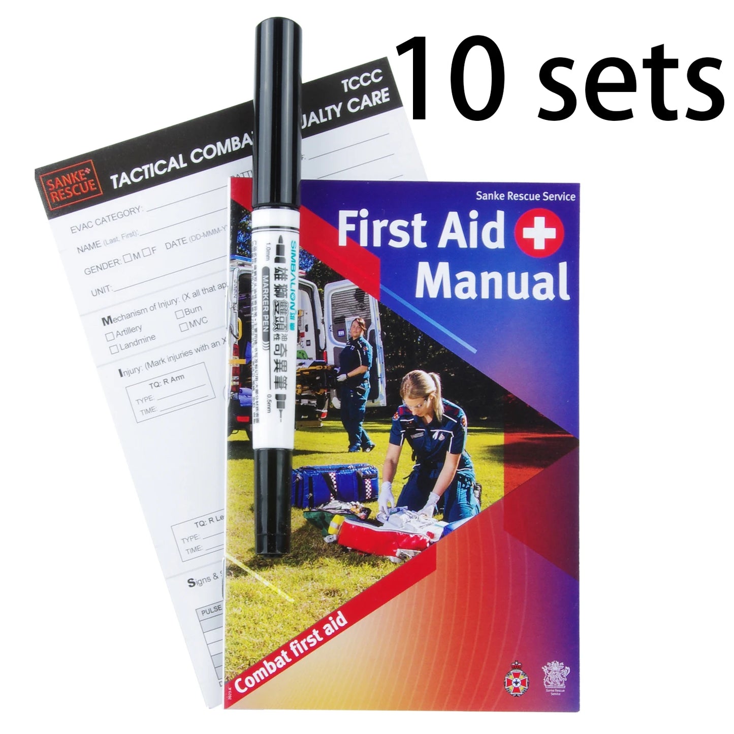 Sanke Rescue TCCC Card and Marker Injury Record Cards First Aid Manual for Tourniquet,Israeli,bandage,splint,Stop Bleeding,wound Peaceful Pleasures Health and Wellness 10 sets 3 IN 1