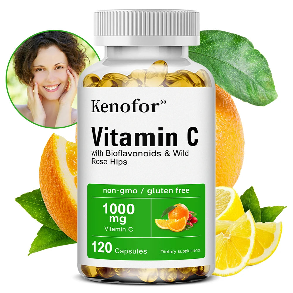 Vitamin C 1000mg - with Citrus, Rose hips,Immune System & Collagen High Potency Fat Soluble Ascorbic Acid Supplement Peaceful Pleasures Health and Wellness