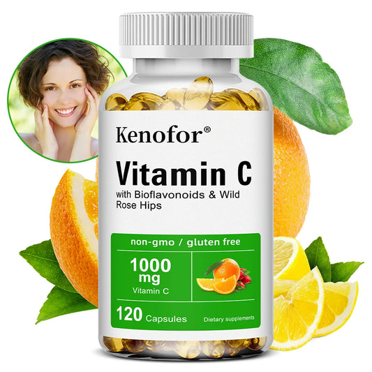 Vitamin C 1000mg - with Citrus, Rose hips,Immune System & Collagen High Potency Fat Soluble Ascorbic Acid Supplement Peaceful Pleasures Health and Wellness