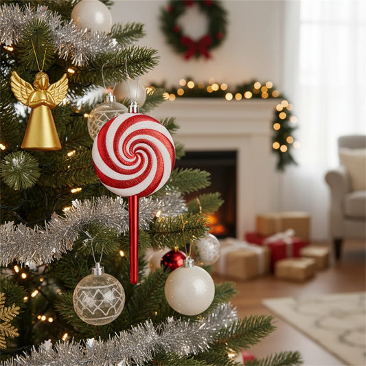 Christmas PVC Candy Pendant Decor Red And White Painted Lollipop Ornament For Holiday Tree Party New Year Decoration Peaceful Pleasures Health and Wellness
