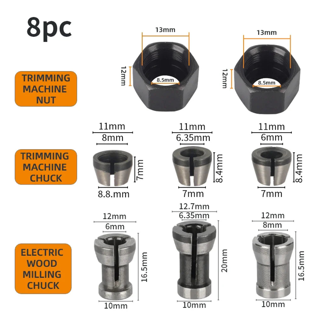 Collet Chuck Adapter Set 6mm 6.35mm 8mm – Router & Engraver
