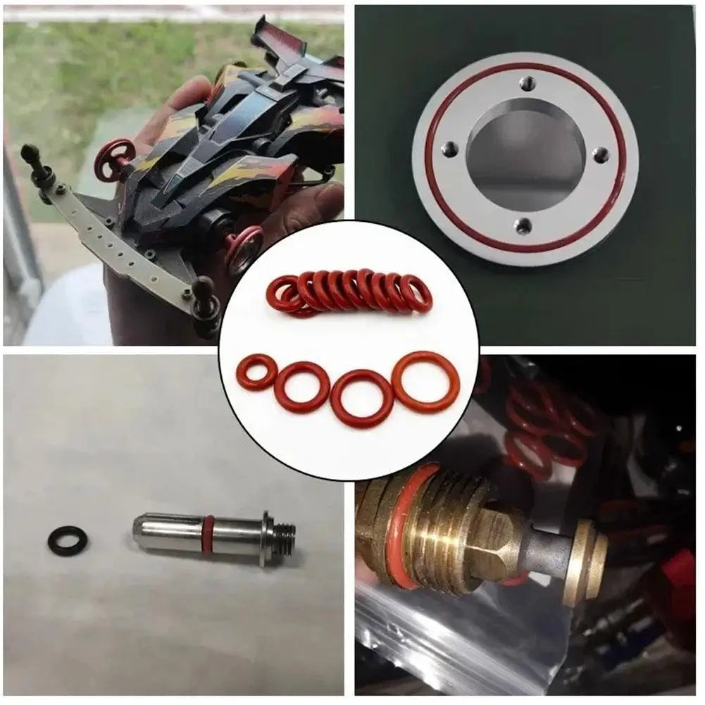 351pcs O Ring Gaskets Seal Red Silicone Oil and Heat Resistant,10 Sizes Rubber O Rings for Automotive, Plumbing Sealing Peaceful Pleasures Health and Wellness