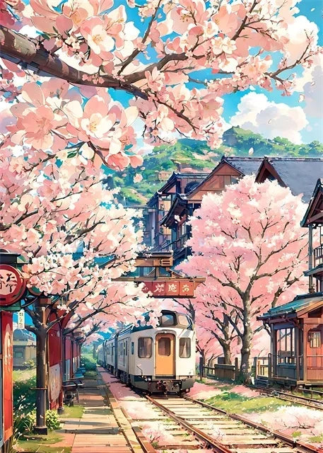 Japanese Sakura Street Canvas Wall Art | Unframed Poster Print Canvas Wall Art Peaceful Pleasures Health and Wellness ZLH5586 30x45cm No Frame