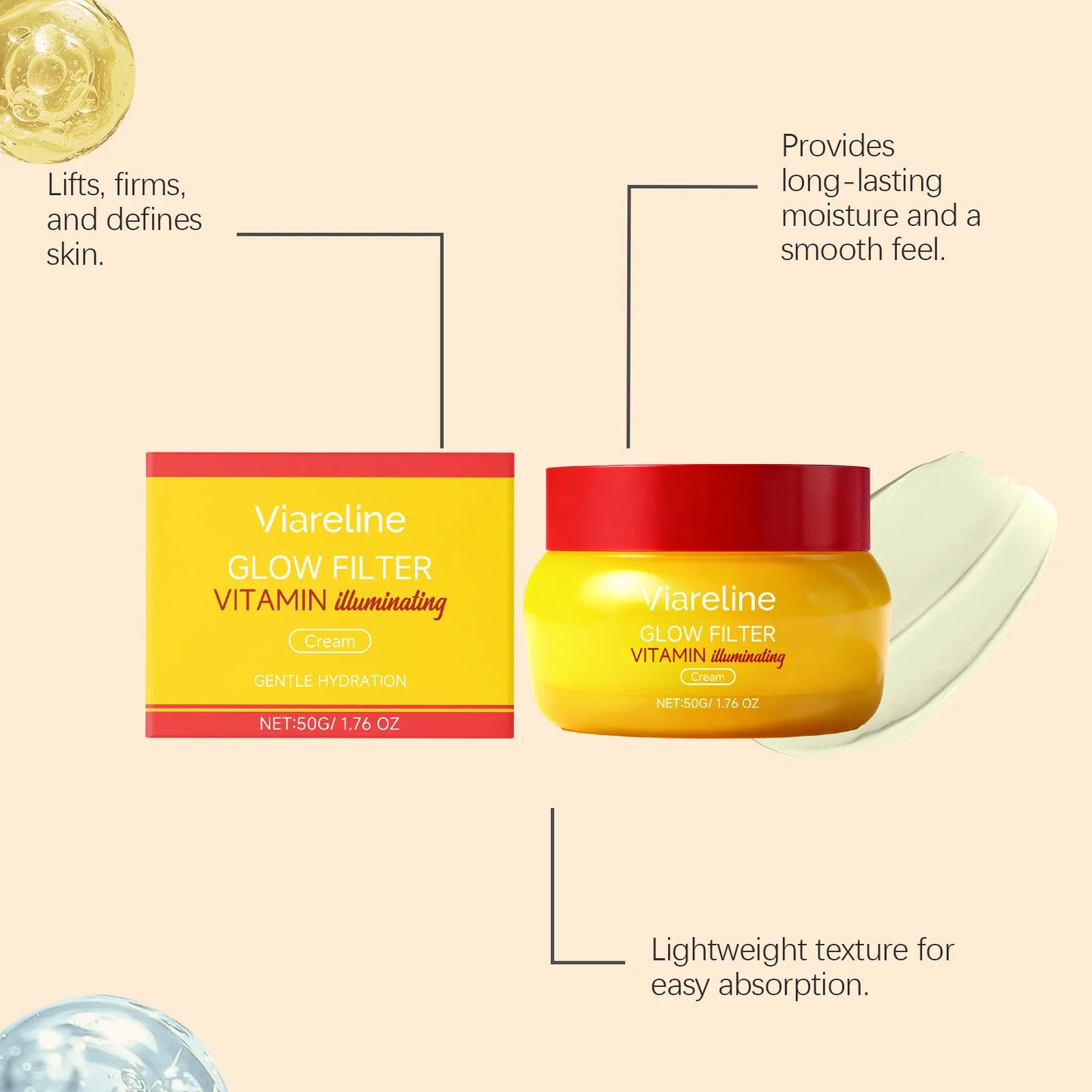 Vitamin Brightening Cream Hydrating Firming Glowing Smoothing Repairing Stabilizing Lighten Melanin Barrier Protection Day Cream Peaceful Pleasures Health and Wellness