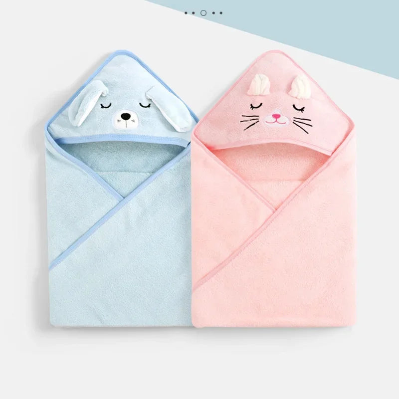 Cartoon Animal Baby Hooded Towel – Soft Newborn Swaddle Wrap