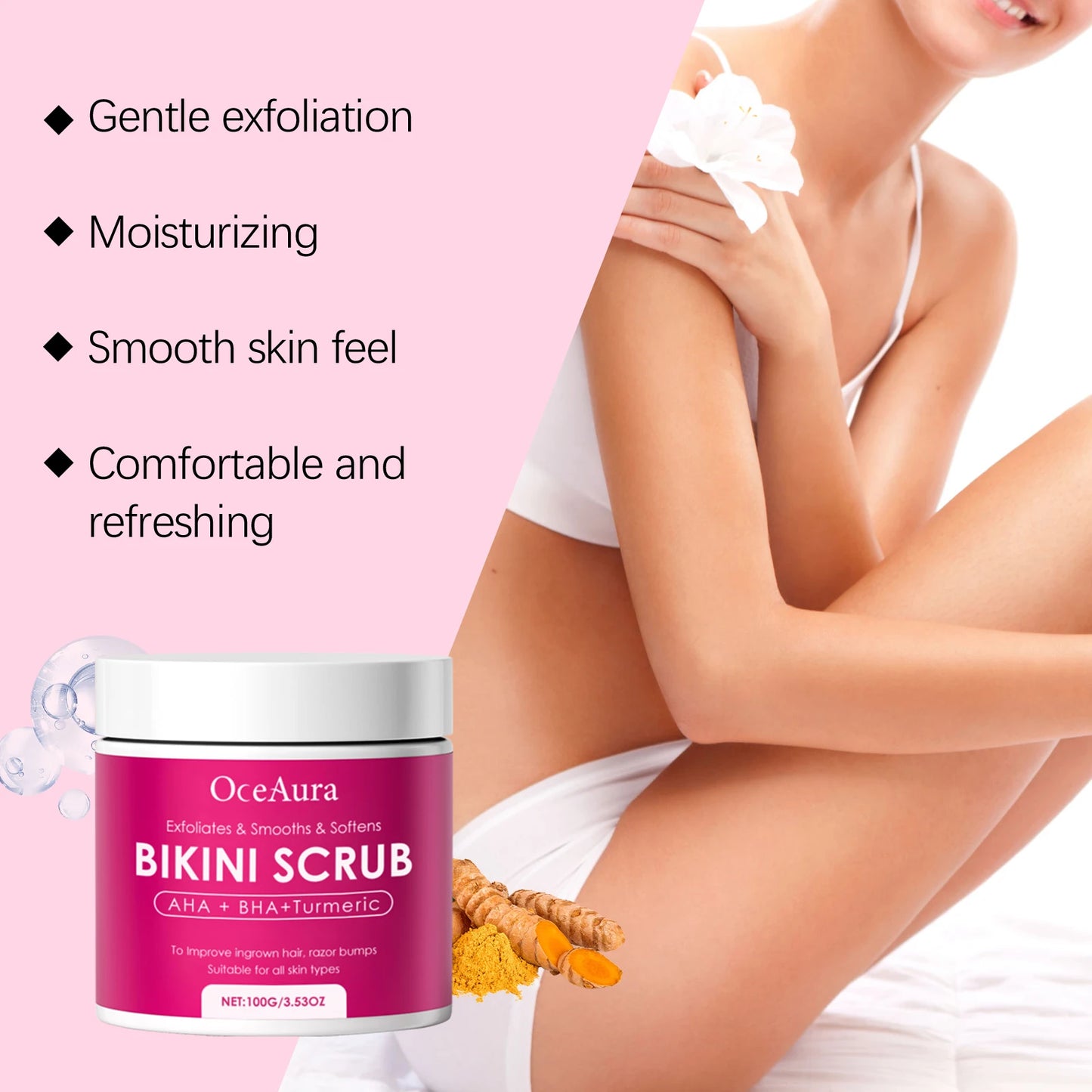 OceAura Turmeric Body Scrub | AHA BHA Exfoliator for Smooth Skin