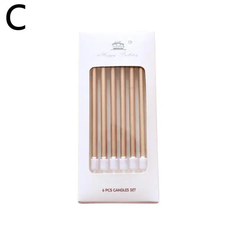 Gold & Silver Birthday Candles – Cake & Cupcake Toppers 6-Pack