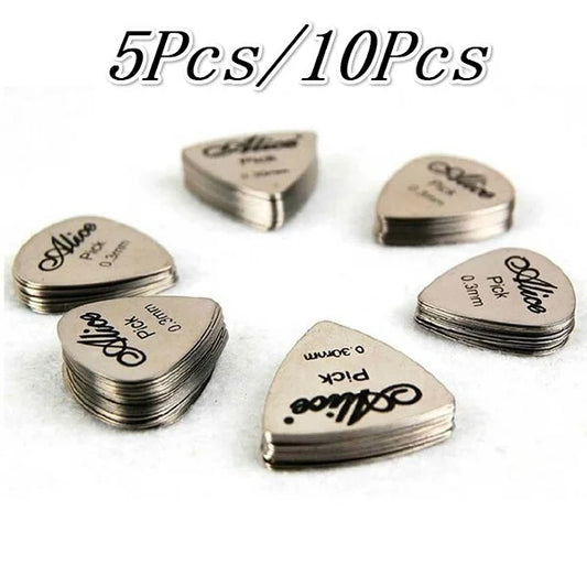 Metal Guitar Pick Thin Durable Silver Professional Bass Ukelele Picks Peaceful Pleasures Health and Wellness 10PCS