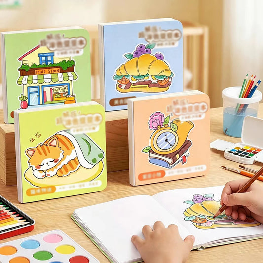Cartoon Coloring Watercolor Small Cube Acrylic Marker Line Draft Peaceful Pleasures Health and Wellness