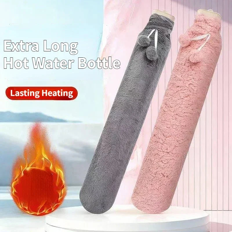 NEW 76*10cm Extra Long Hot Water Bottles Bag Leak-Proof Hot Water Filling Plush Winter Electric-Free Bed Heater Hand Foot Warmer Peaceful Pleasures Health and Wellness