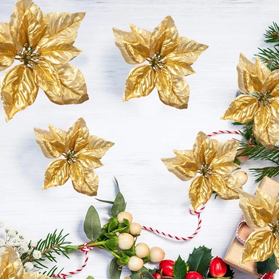 Gold Clip Artificial Flowers – Wedding, Christmas & Home Décor