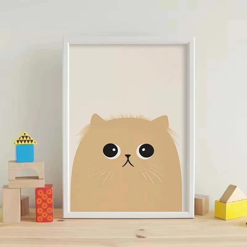 Minimalist Cute Cat Art Poster Modern Cartoon Animal Canvas Painting Printing Home Bedroom Living Room Kids Room Decoration Peaceful Pleasures Health and Wellness