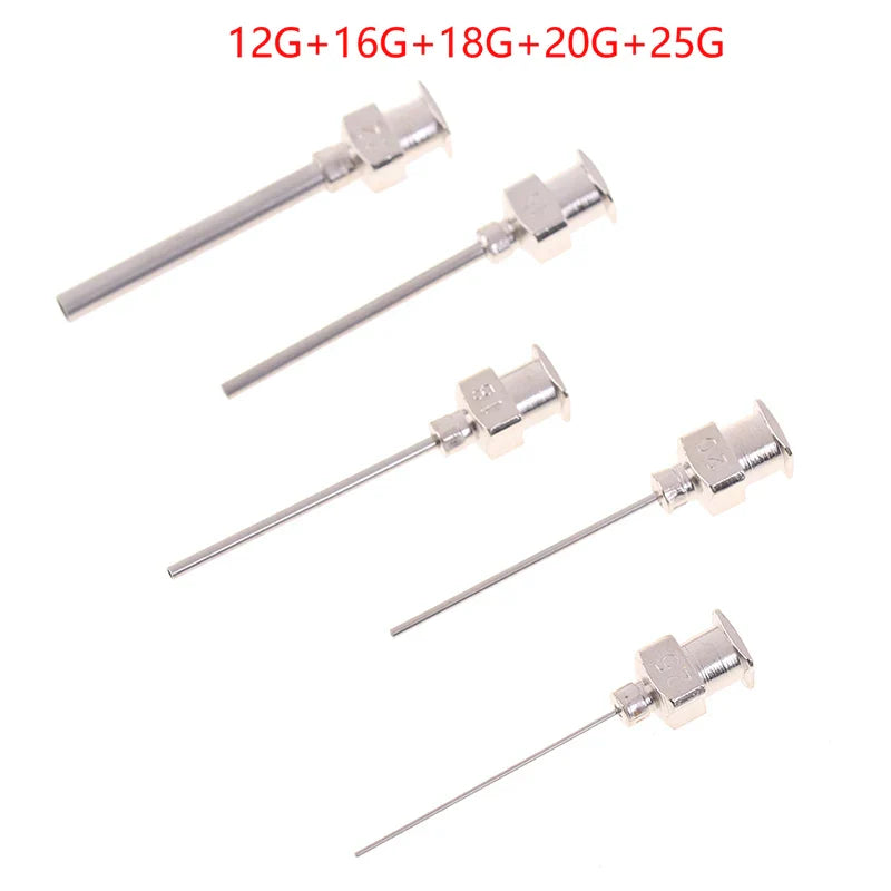 5-Pack Blunt Stainless Steel Dispensing Needle Tips 12–25G
