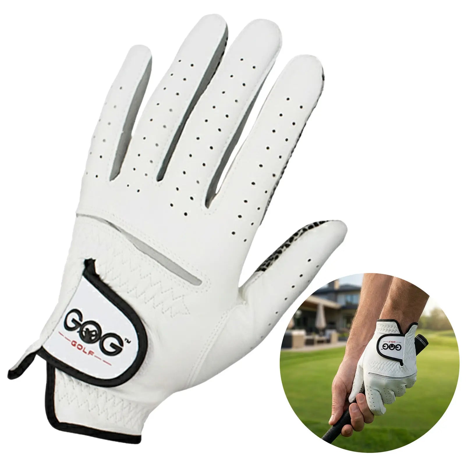 Men's Golf Gloves Imported Sheepskin Anti-Slip Wear-Resistant Breathable Comfort Fit for Sports Peaceful Pleasures Health and Wellness Left hand 26