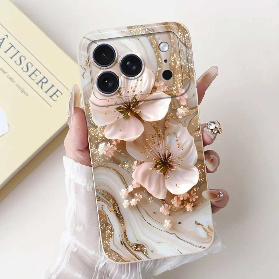 iPhone 17 Pro Silicone Case | Cute Kawaii Floral Painted Cover