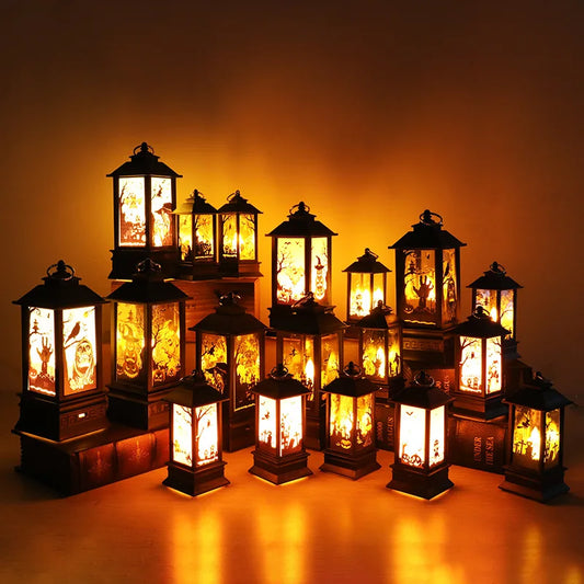 Halloween Pumpkin Castle Decorative Lamp Simulated Flame LED Light Small Hand Lantern For Holiday Outdoor Bar Garden Decoration Peaceful Pleasures Health and Wellness