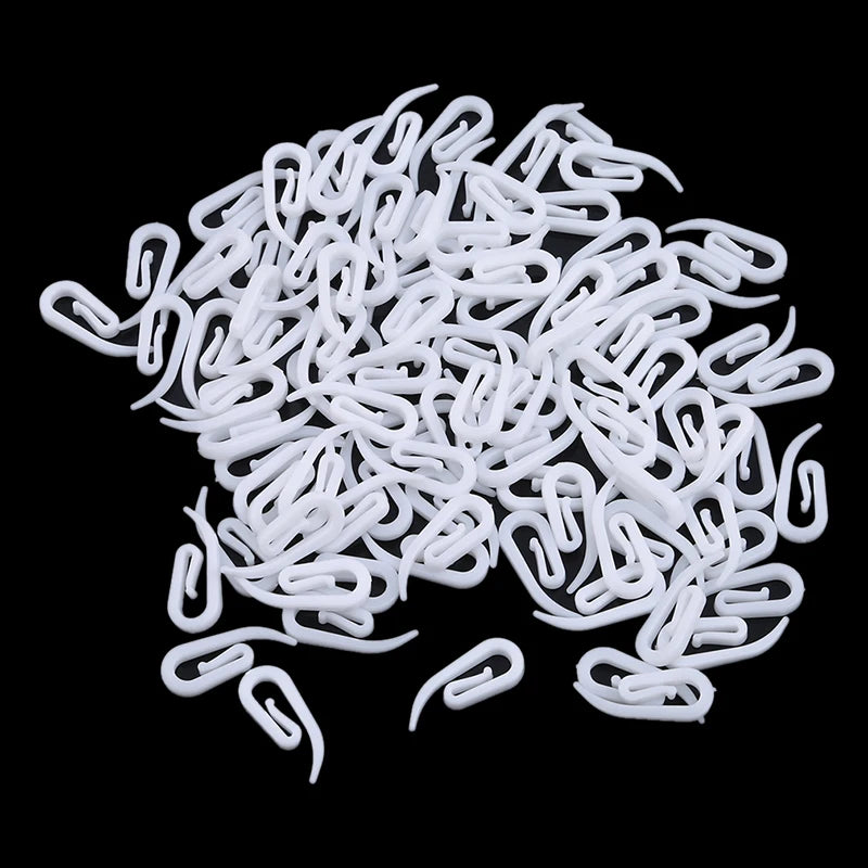 Clip-On Curtain Hooks 100pcs No-Tools Easy Install Window Curtain Rings Smooth Glide Plastic Hangers Tracks Curtain Accessories Peaceful Pleasures Health and Wellness 200pcs