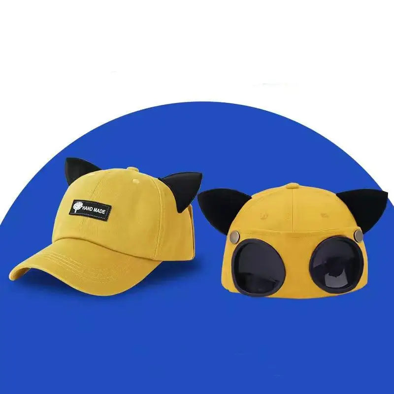 Embroidered Cat Ear Baseball Cap – UV Protection Sunhat