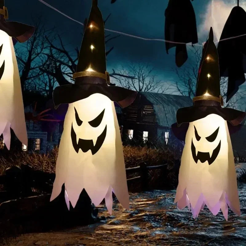LED Ghost Hanging Lamp Halloween Spooky Decor Haunted House Indoor