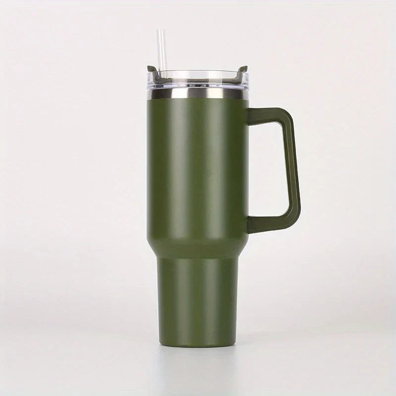 40oz Insulated Stainless Steel Tumbler with Handle & Straw Lid