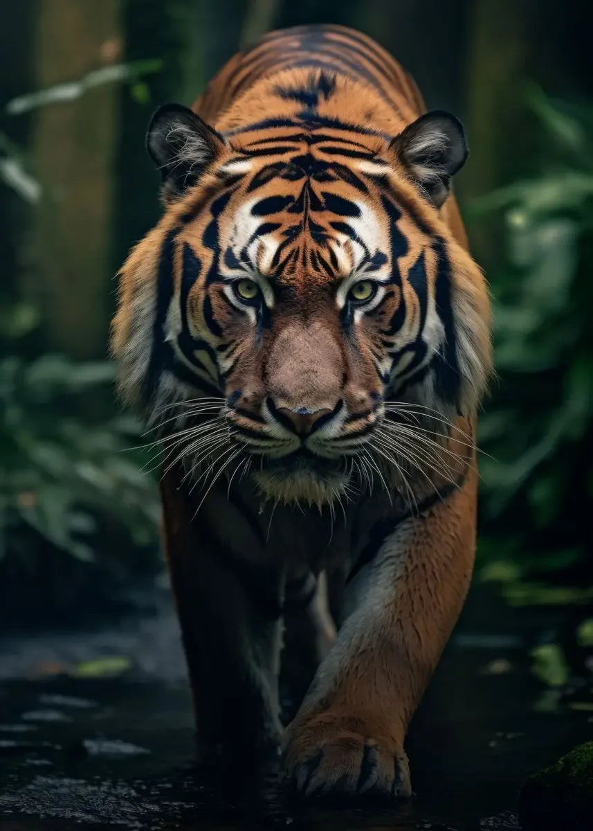 Tropical Tiger Forest Canvas Wall Art | Minimalist Home Decor Canvas Wall Art Peaceful Pleasures Health and Wellness 14 50x70cm Unframed