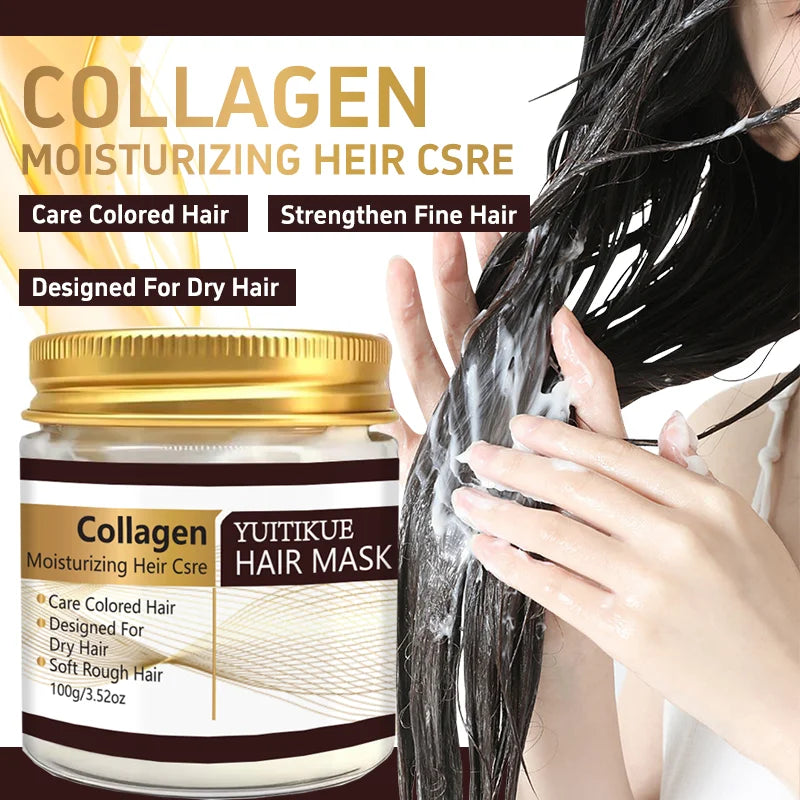 YUITIKUE Collagen Moisturizing Hair Mask | For Colored, Dry & Rough Hair | Deep Hydration & Softening Hair Repair Treatment 100g Peaceful Pleasures Health and Wellness